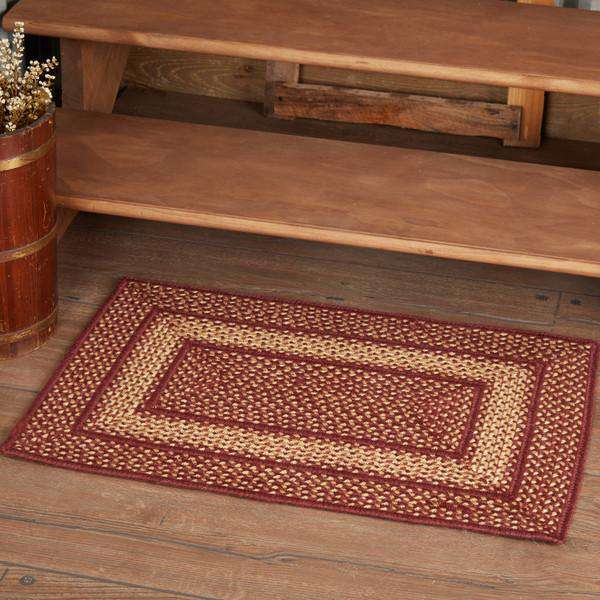 Burgundy Red Primitive Jute Braided Rugs Rect VHC Brands - The Fox Decor