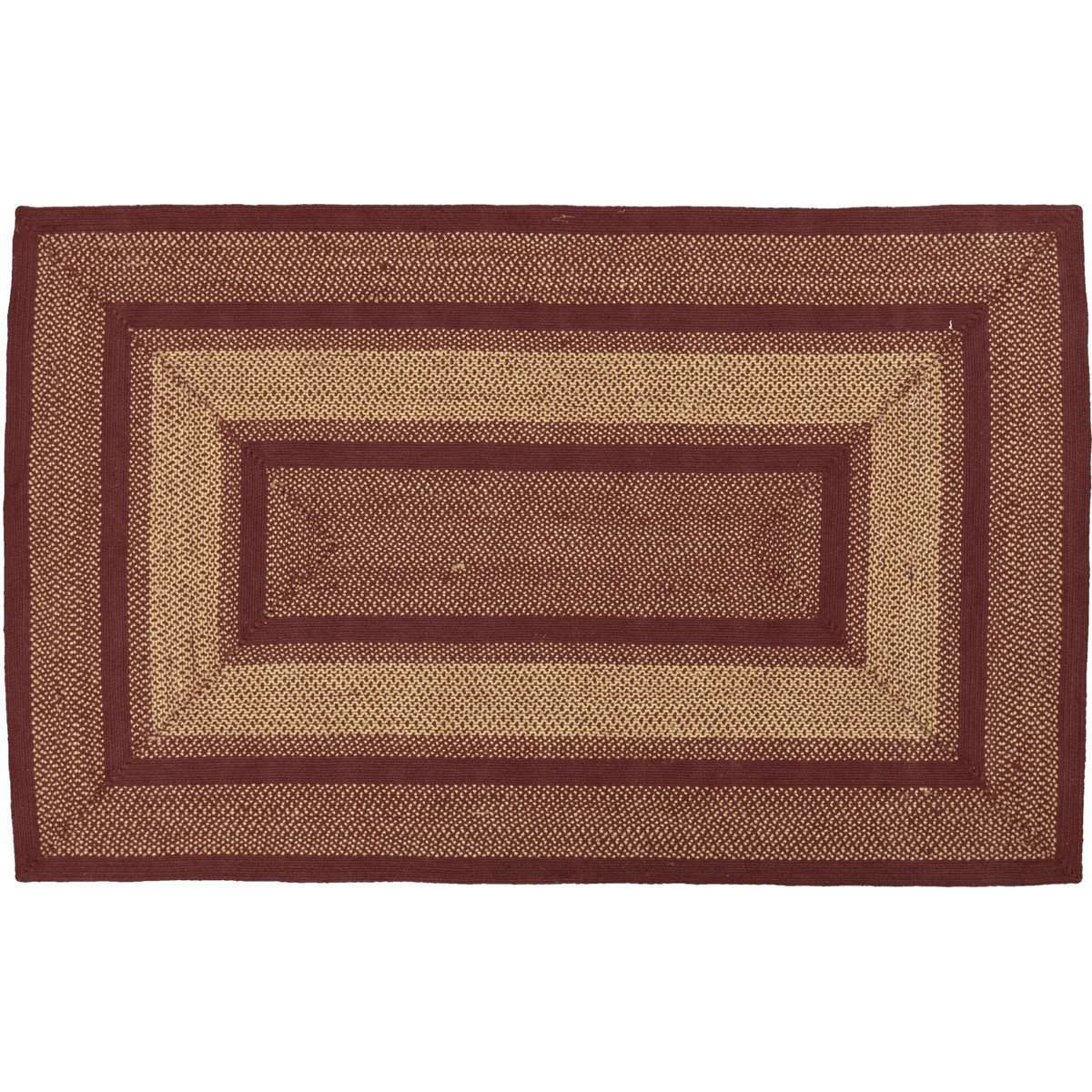 Burgundy Red Primitive Jute Braided Rugs Rect VHC Brands - The Fox Decor