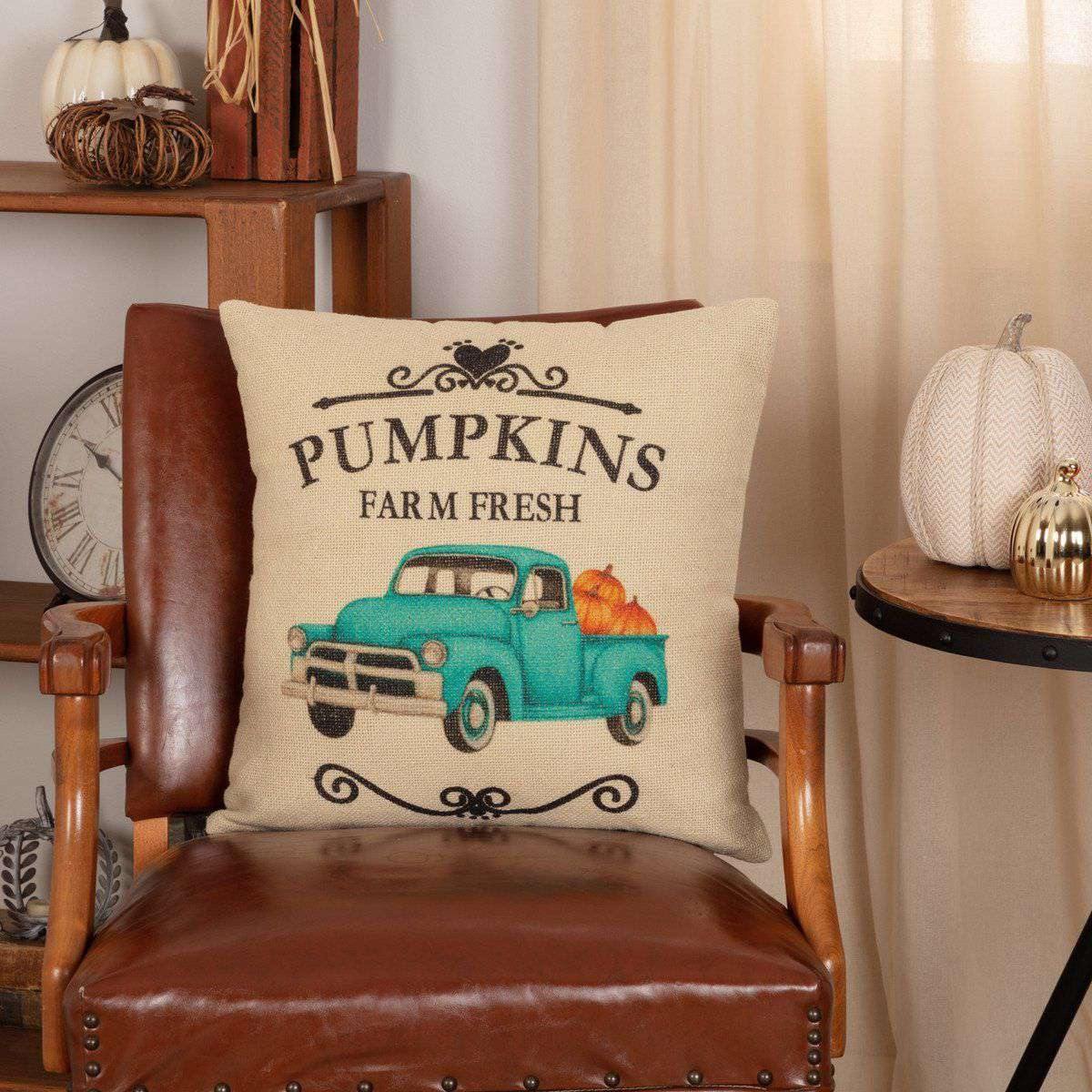 Fall on the Farm Truck Pillow 18x18 VHC Brands