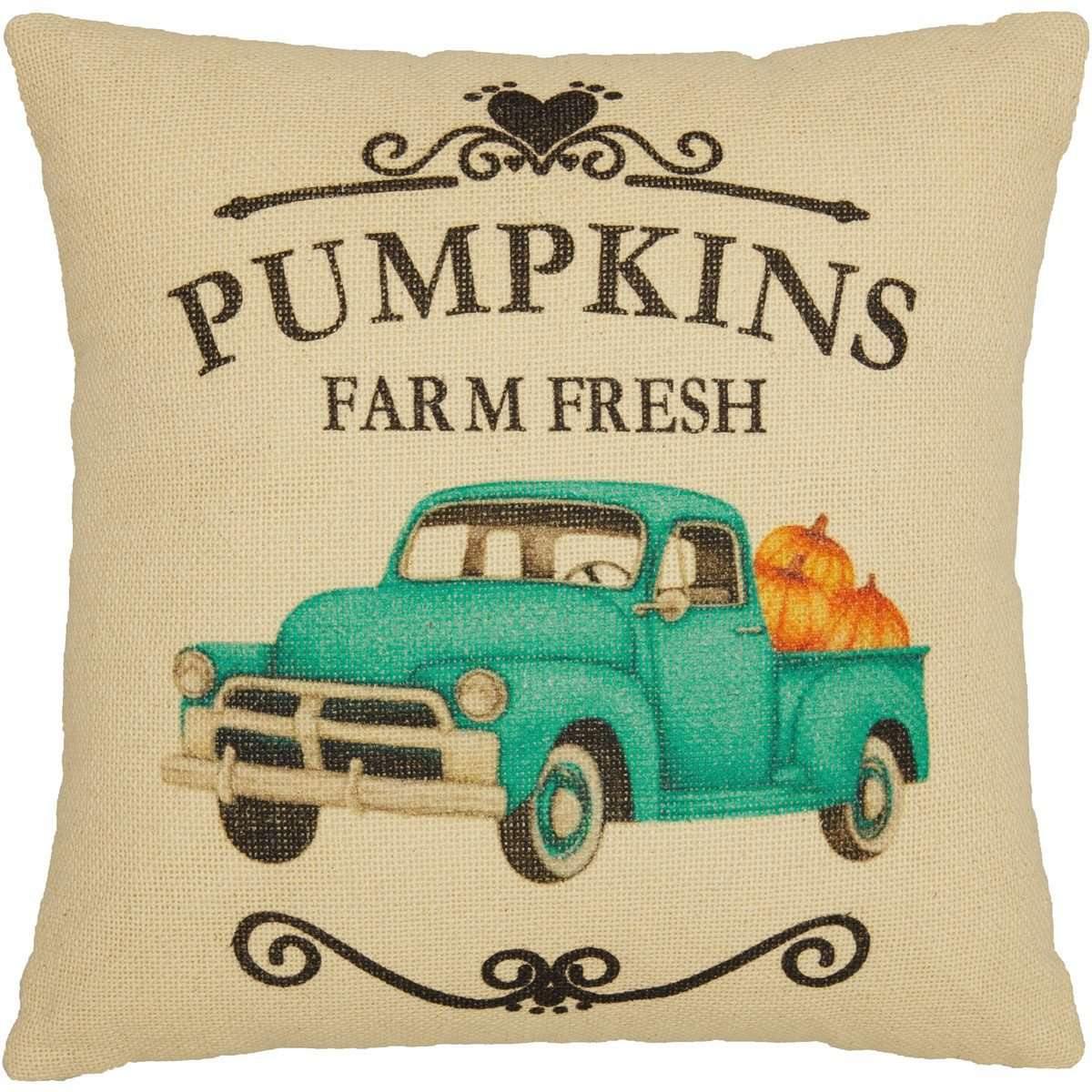 Fall on the Farm Truck Pillow 18x18 VHC Brands front