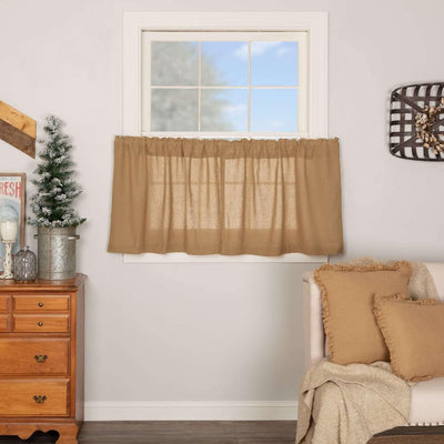 Burlap Natural Tier Curtain Set of 2 L24xW36