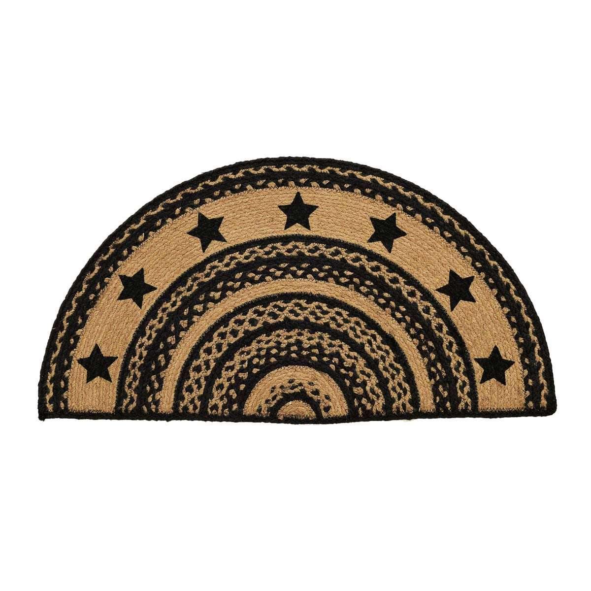 Farmhouse Jute Braided Rug Half Circle Stencil Stars Border 16.5"x33" VHC Brands - The Fox Decor