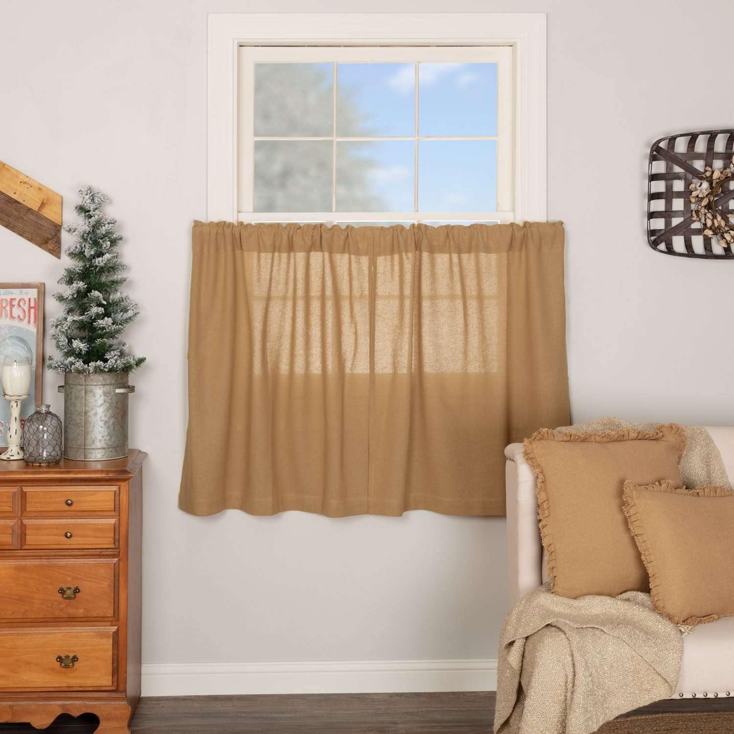 Burlap Natural Tier Curtain Set of 2 L36xW36