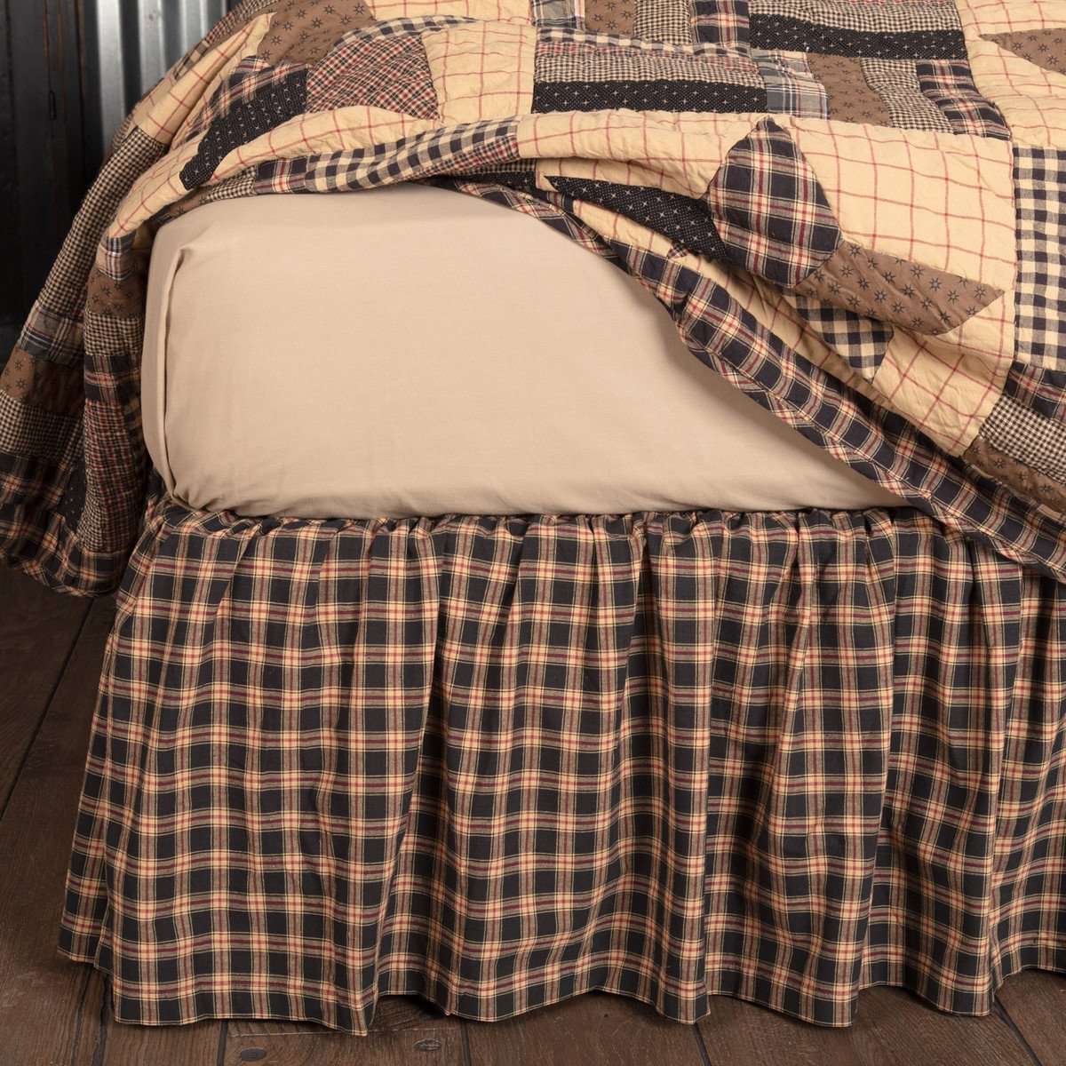 Bingham Star Bed Skirts Soft Black, Khaki, Barn Red VHC Brands - The Fox Decor