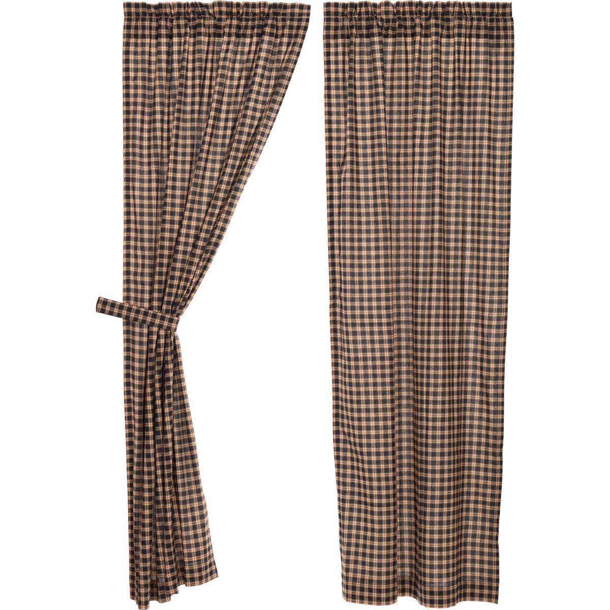 Bingham Star Panel Plaid Country Style Curtain Set of 2 84"x40" - The Fox Decor