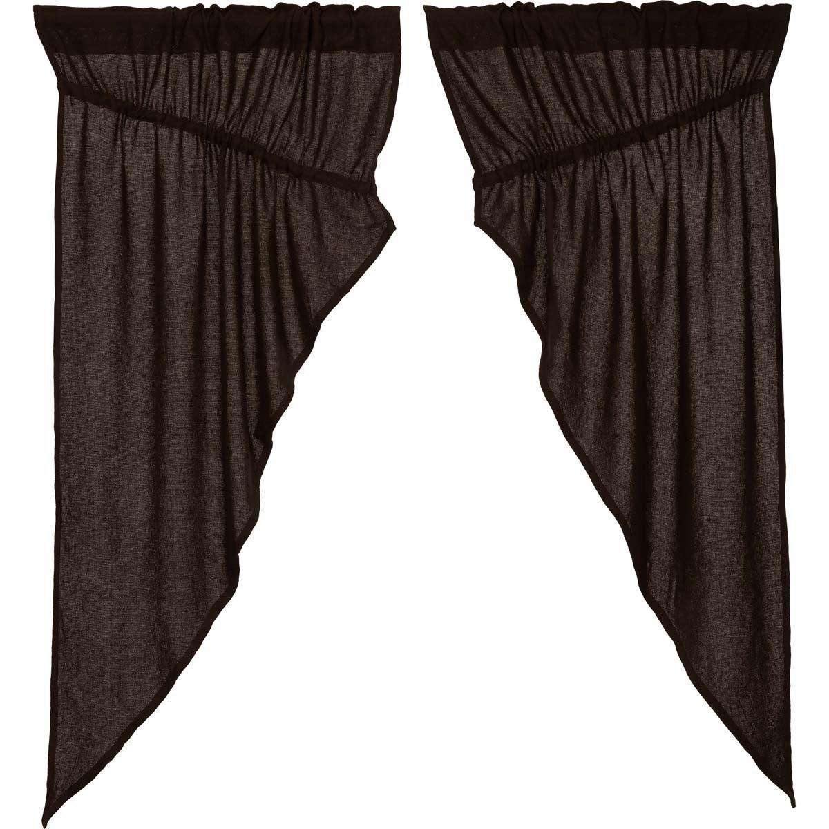 Burlap Chocolate Prairie Short Panel Curtain Set of 2 63x36x18 - The Fox Decor