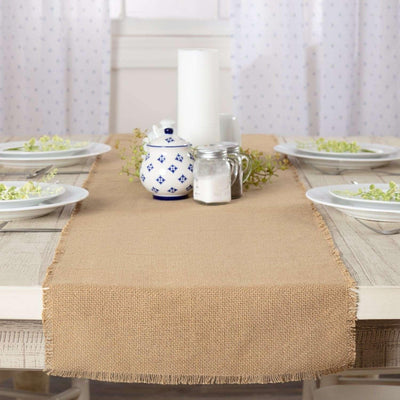 Burlap Natural Runner Fringed 13x72 VHC Brands