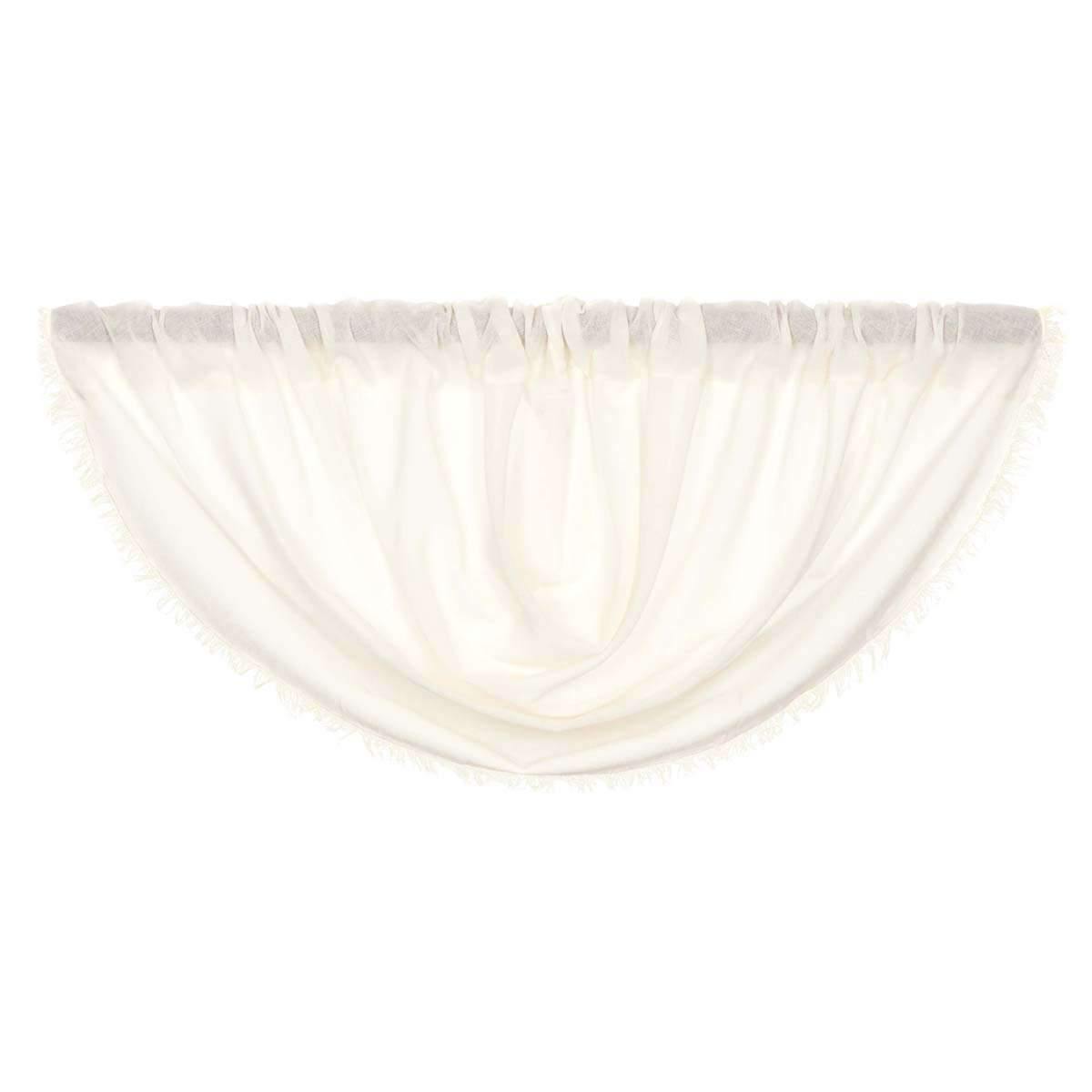 Tobacco Cloth Antique White Balloon Valance Curtain Fringed 15x60 - The Fox Decor