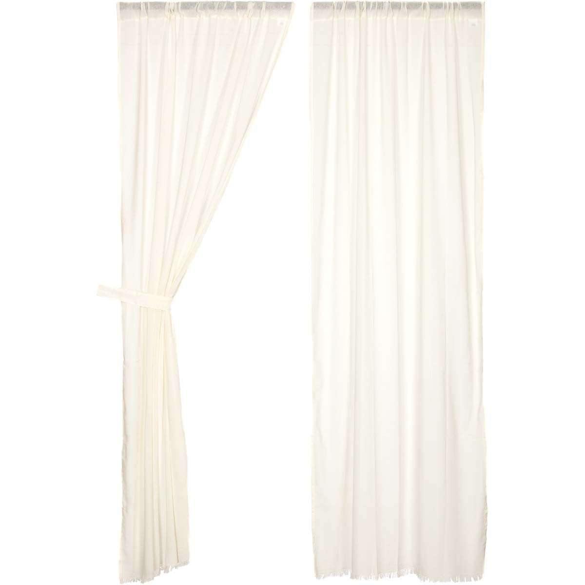 Tobacco Cloth Antique White Panel Curtain Fringed Set of 2 84x40 VHC Brands - The Fox Decor
