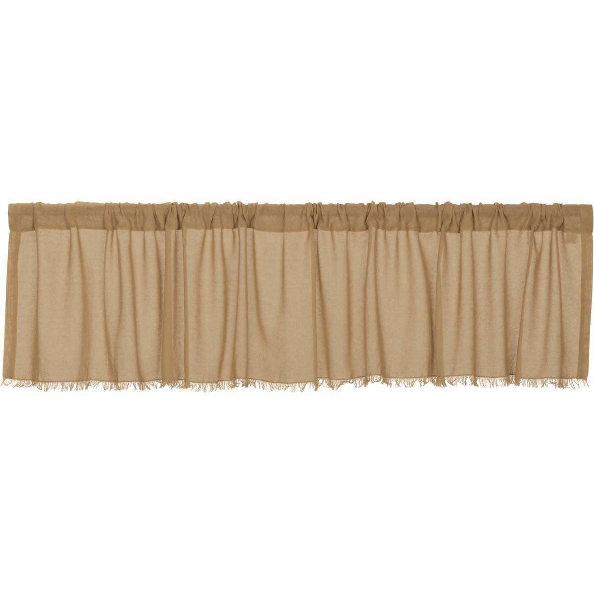Tobacco Cloth Khaki Valance Curtain Fringed 16x90 - The Fox Decor