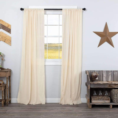 Tobacco Cloth Natural Panel Curtain Fringed Set of 2 84x40 VHC Brands