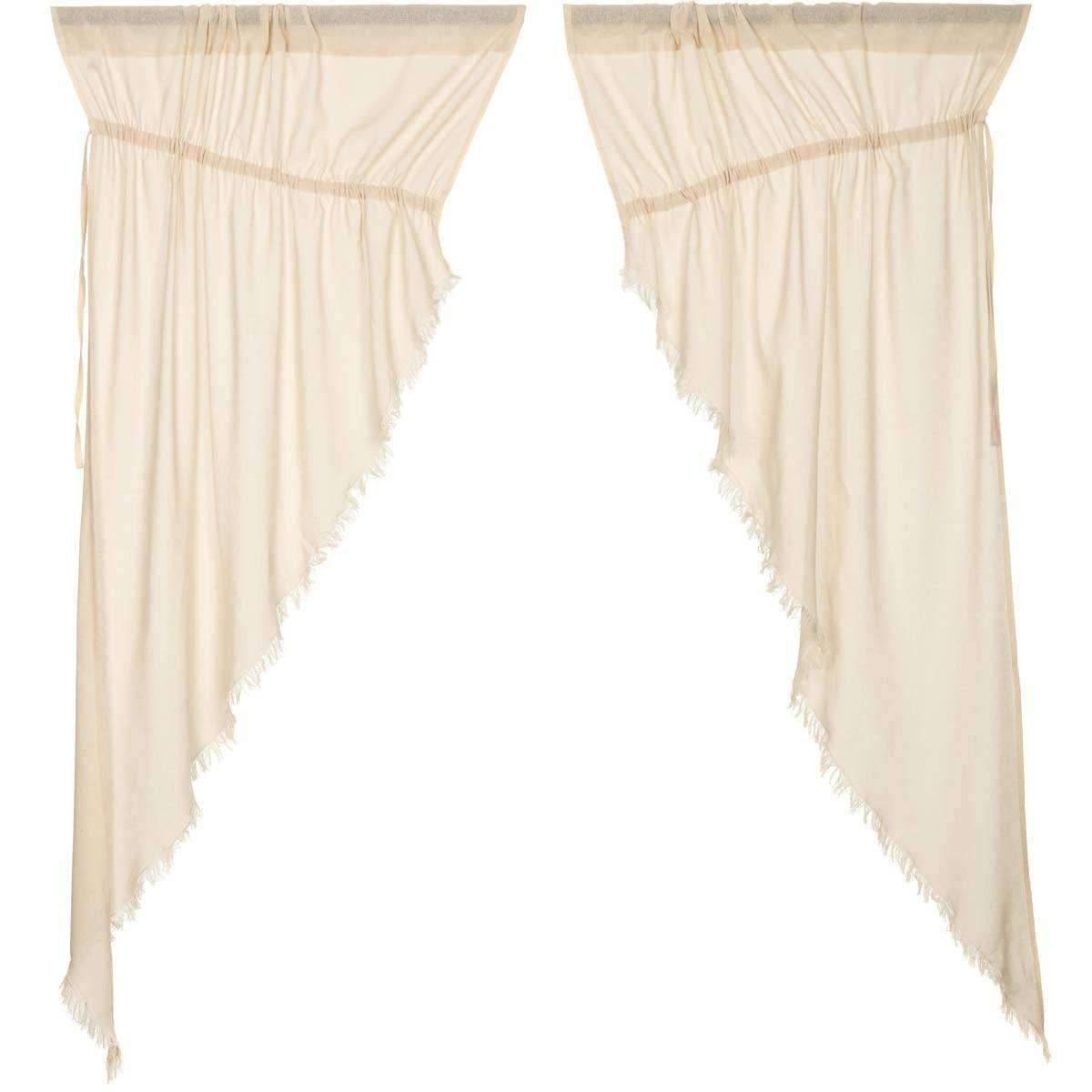 Tobacco Cloth Natural Prairie Short Panel Curtain Fringed Set of 2 63x36x18 - The Fox Decor