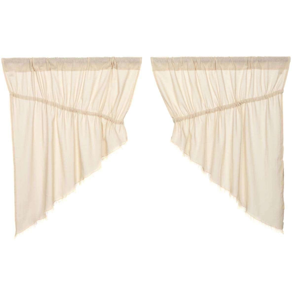 Tobacco Cloth Natural Prairie Swag Curtain Fringed Set of 2 36x36x18 VHC Brands - The Fox Decor