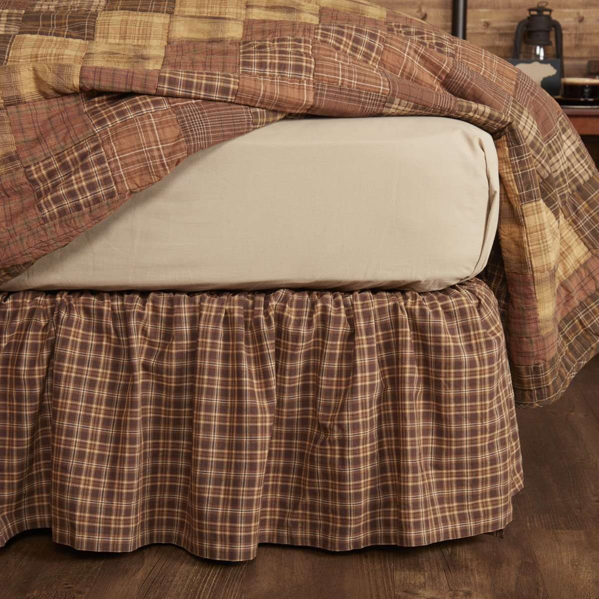 Prescott Bed Skirts Dark Brown, Light Tan, Creme VHC Brands - The Fox Decor