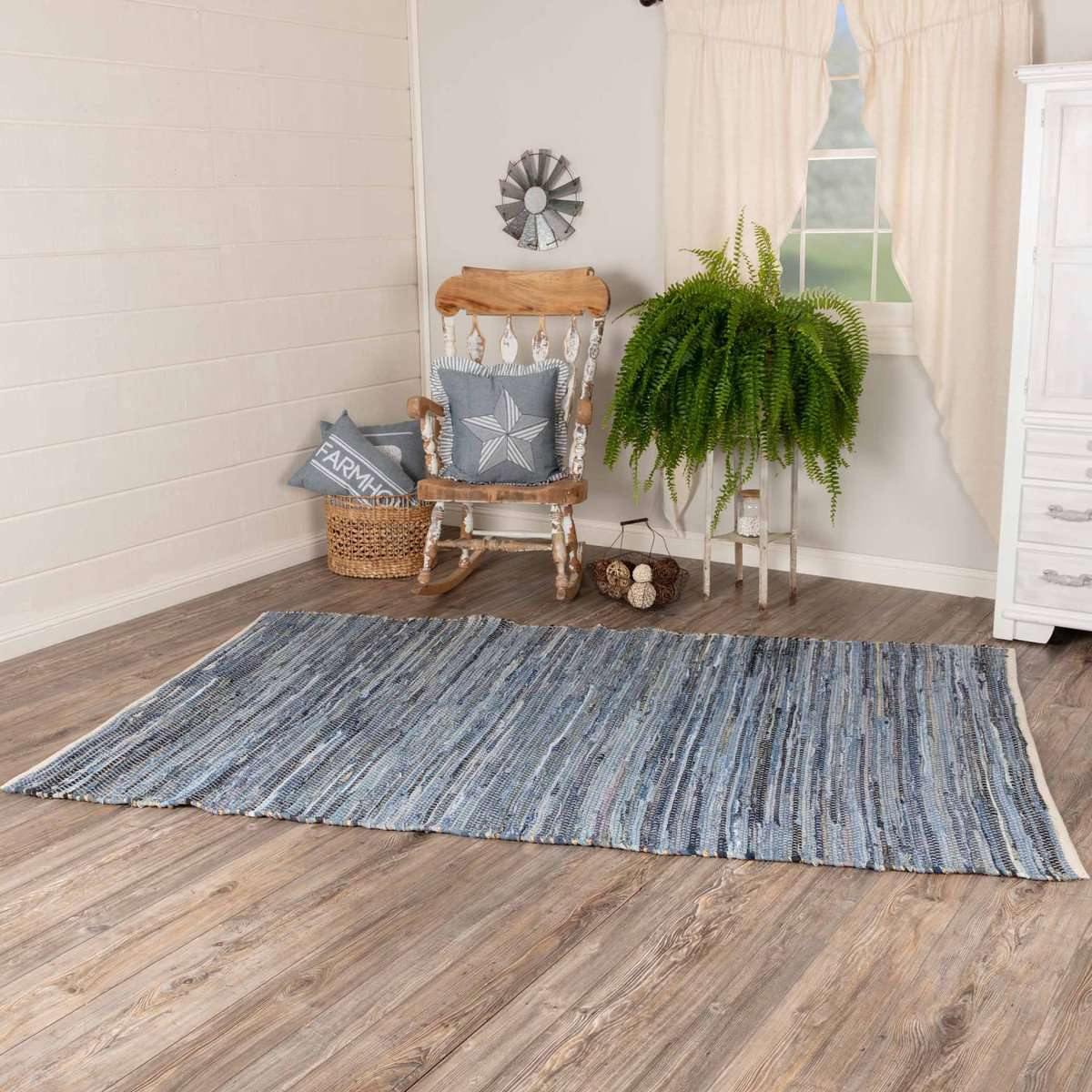 Denim & Hemp Chindi/Rag Rug Rect 5'x8' VHC Brands - The Fox Decor