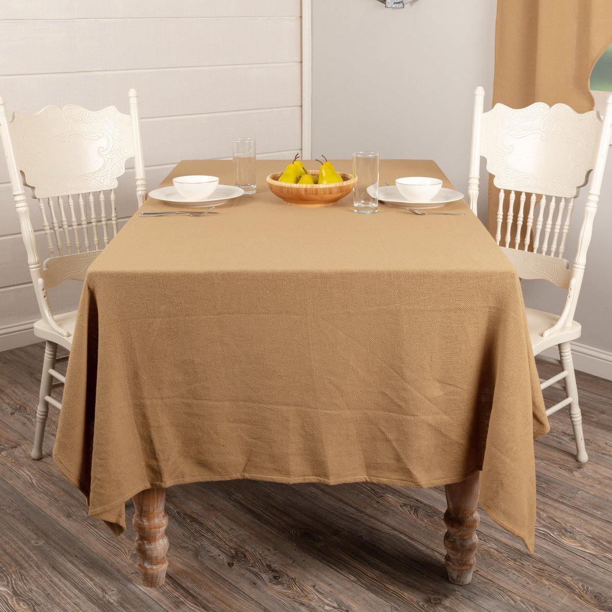 Burlap Natural Table Cloth 60"x 102" VHC Brands - The Fox Decor