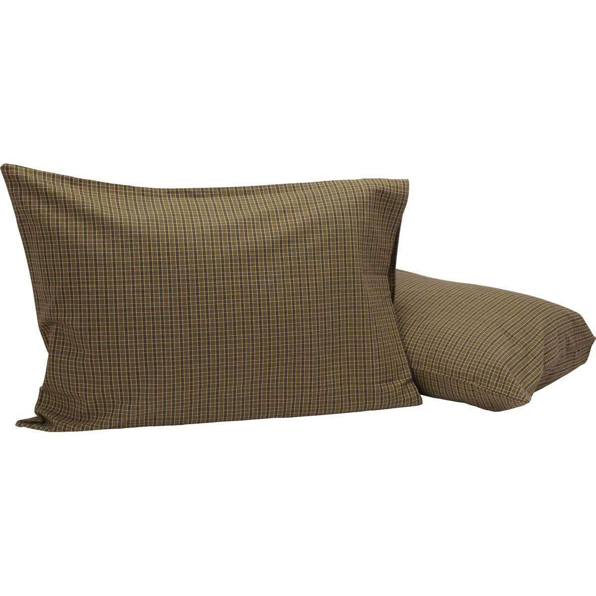 Tea Cabin Green Plaid Standard Pillow Case Set of 2 21x30 VHC Brands - The Fox Decor