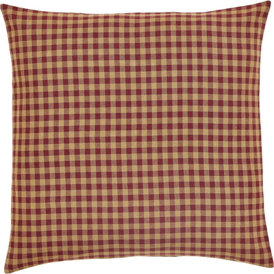 Burgundy Check Fabric Euro Sham 26x26 VHC Brands