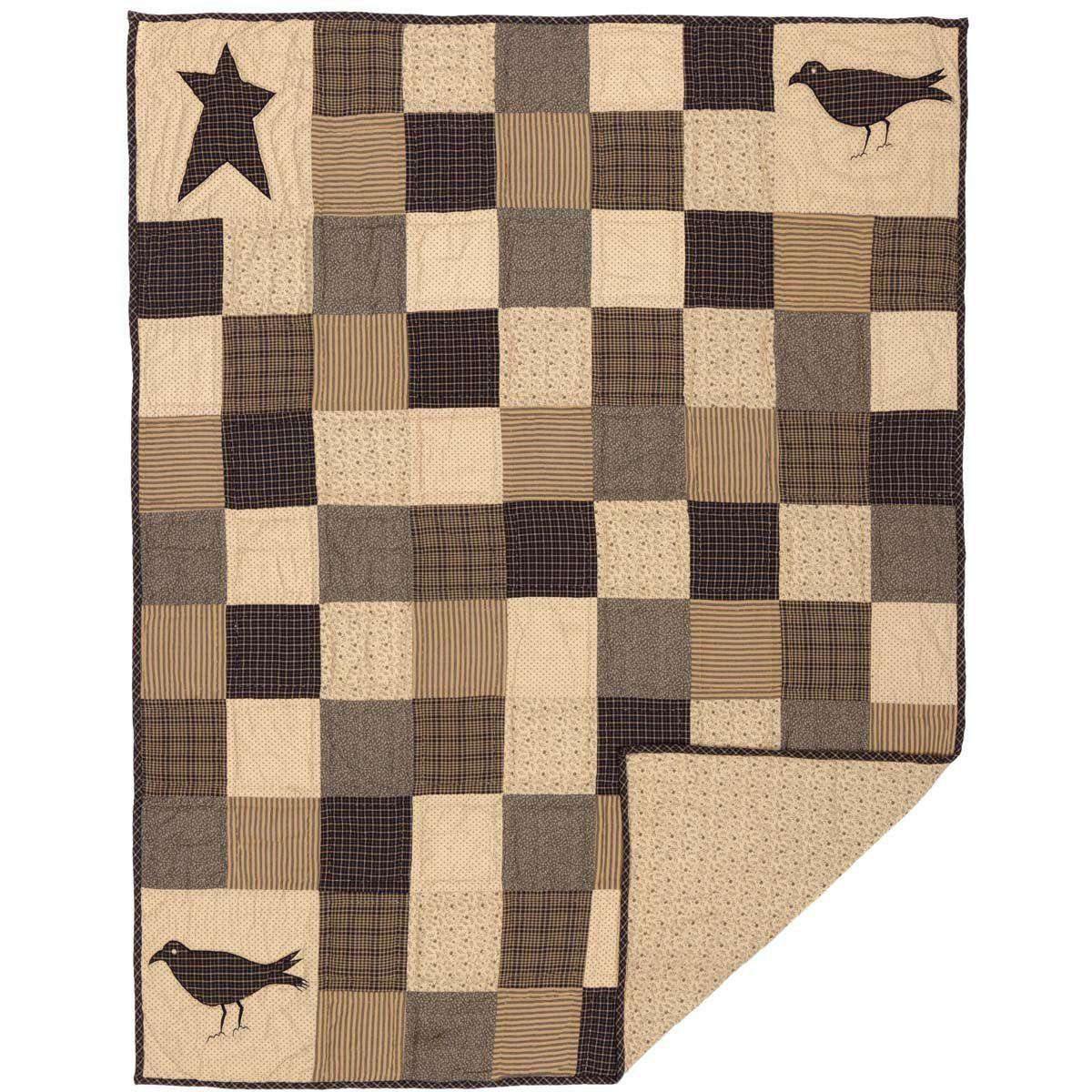 Kettle Grove Applique Crow and Star Quilted Throw 60x50 VHC Brands full