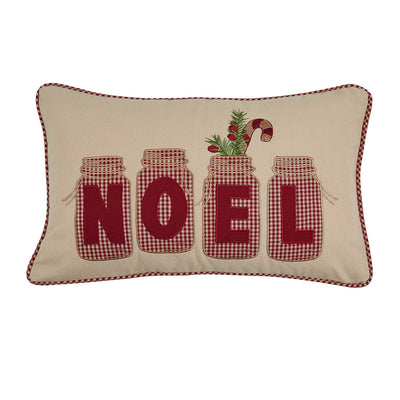 Noel Jar Applique Pillow with Feather Insert - 20