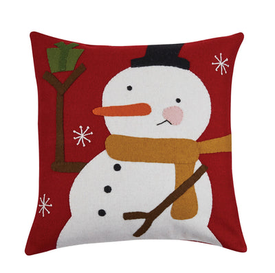 Snowman Felt Pillow with Feather Insert - 16