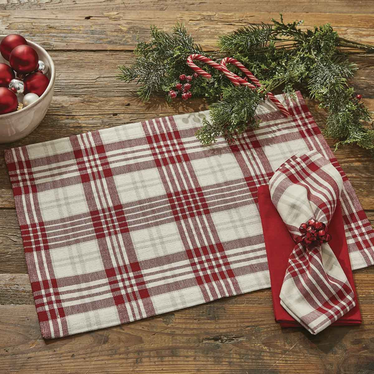 Peppermint Plaid Placemats - Chindi Set Of 6 Park Designs