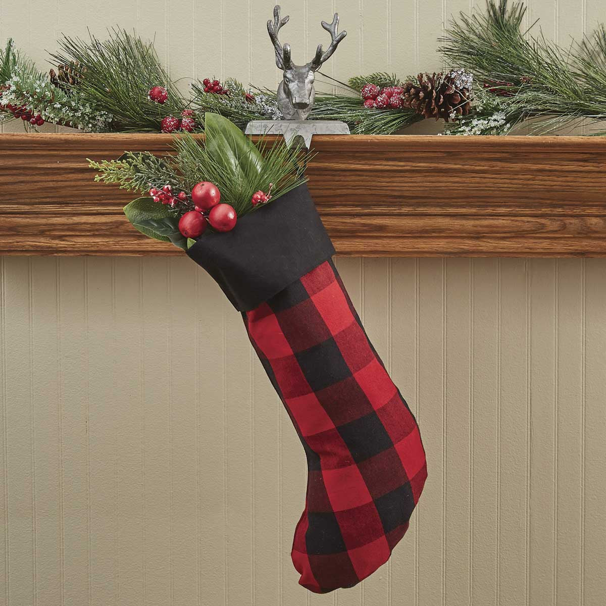 Regal Tartan Black And Red Check Stocking - Park Designs