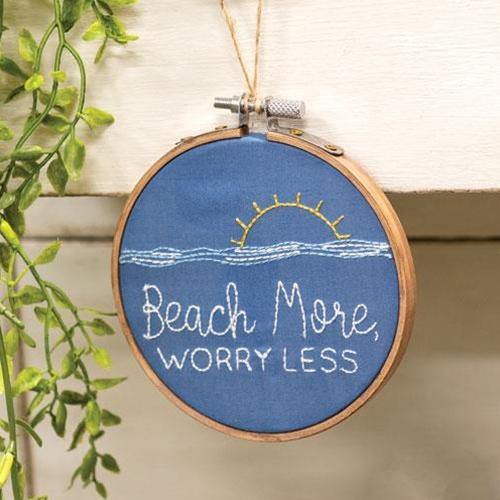 Beach More, Worry Less Sampler Ornament - The Fox Decor