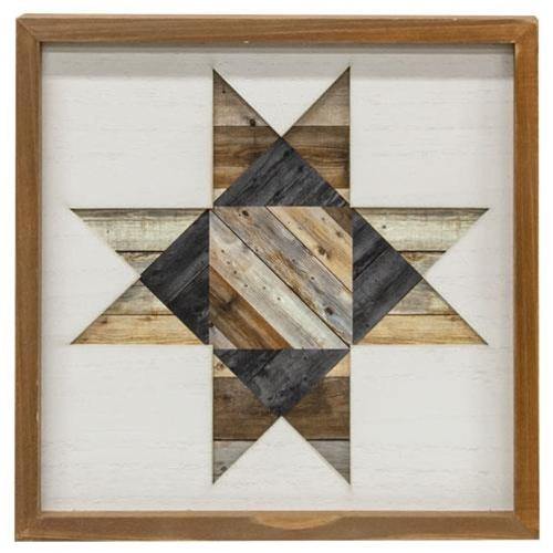 Framed Natural Barn Quilt, 12" - The Fox Decor