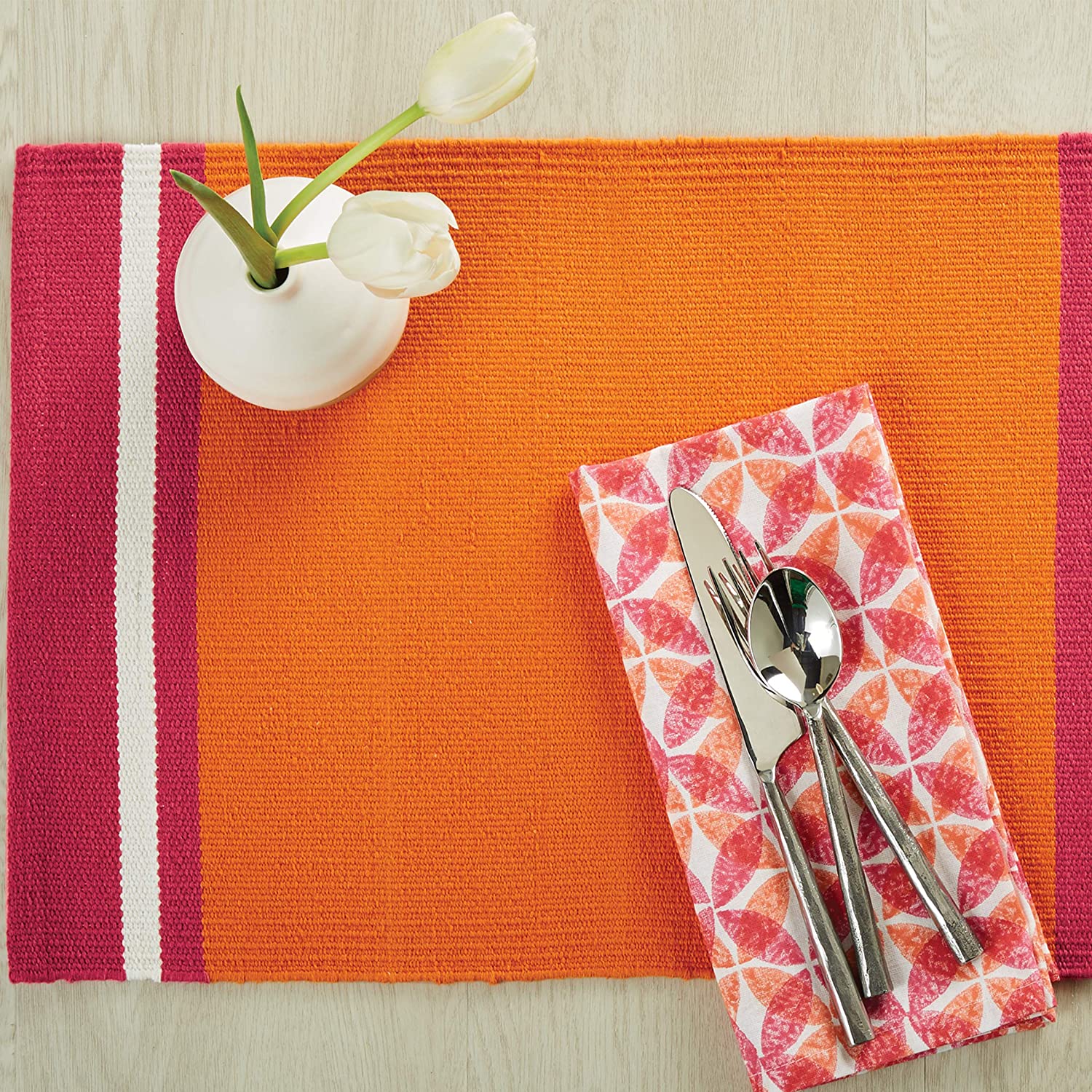 Cargo Stripe Placemat - Tangerine Set Of 6 Park Designs