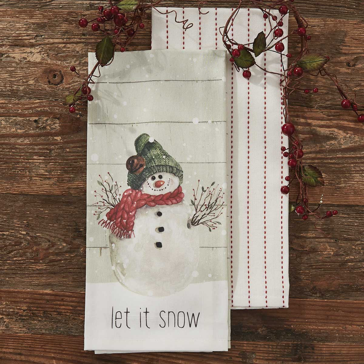 Farmhouse Snowman Let It Snow Dishtowels - Set of 2 Park Designs