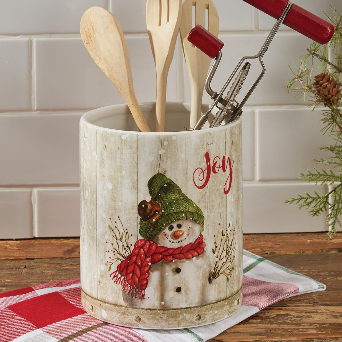 Farmhouse Snowman Utensil Crock - Park Designs