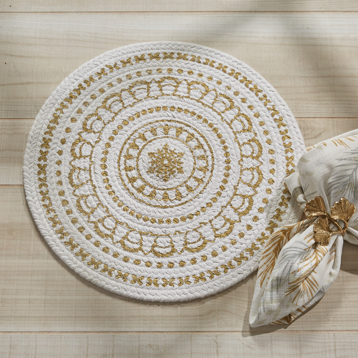 Gold Medallion Printed Round Placemats - Set Of 6 Park Designs