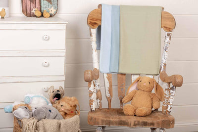 Boy Baby Blanket set of 3 48x36 (Medium Blue, Dusty Blue, Sage) VHC Brands
