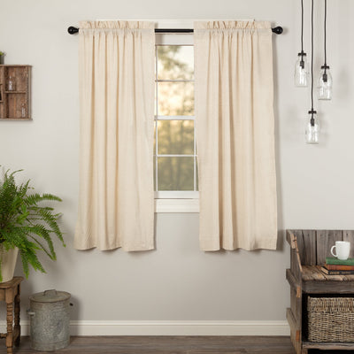 Simple Life Flax Natural Short Panel Country Style Curtain Set of 2 63