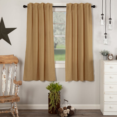 Simple Life Flax Khaki Short Panel Country Style Curtain Set of 2 63