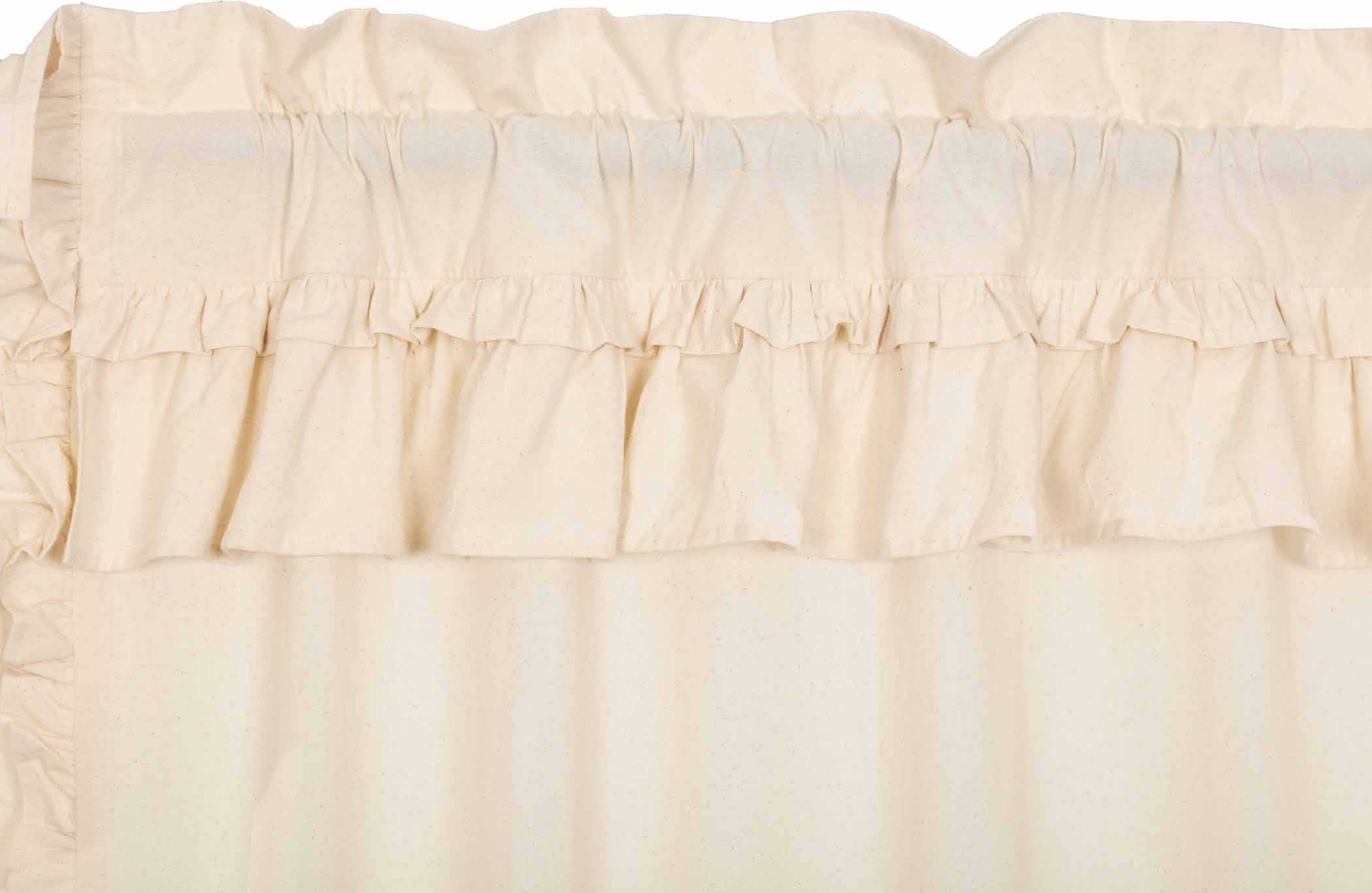 Muslin Ruffled Unbleached Natural Prairie Long Panel Curtain Set of 2