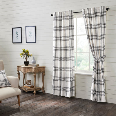 Black Plaid Curtain Panel Set of 2 84x40 VHC Brands