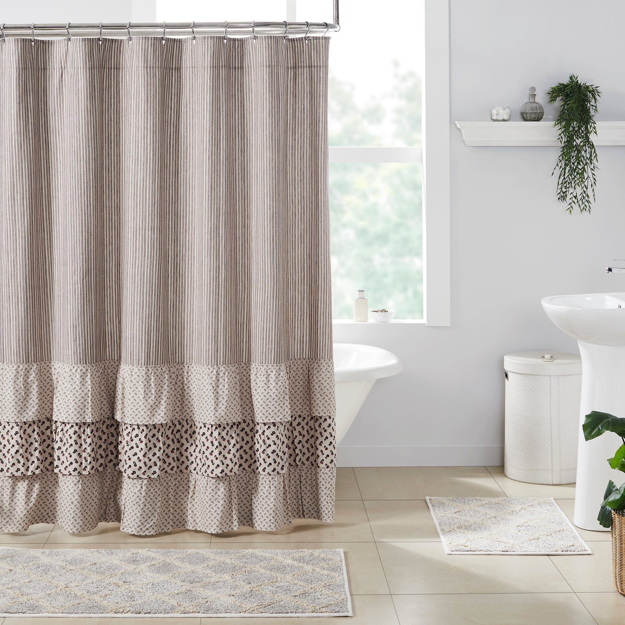 Florette Ruffled Shower Curtain 72x72 VHC Brands