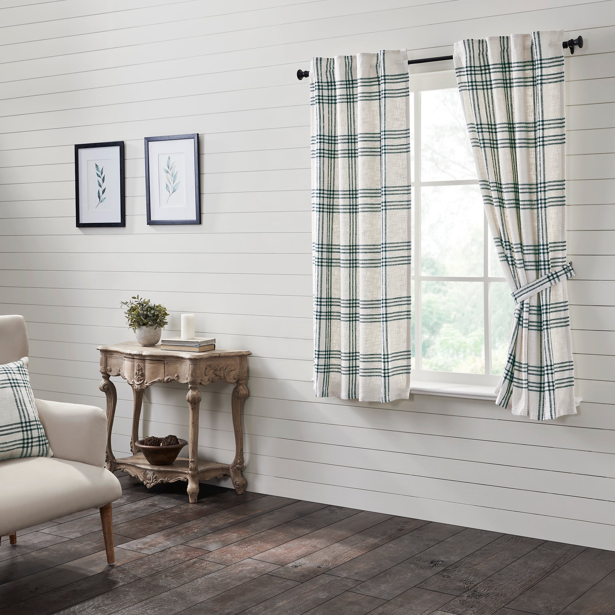 Pine Grove Plaid Short Panel Curtain Set of 2 63x36 VHC Brands