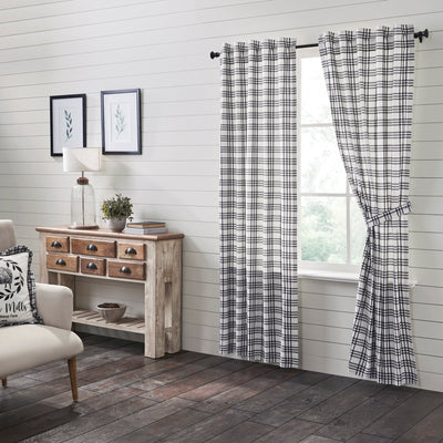 Sawyer Mill Black Plaid Panel Curtain Set of 2 84x40 VHC Brands