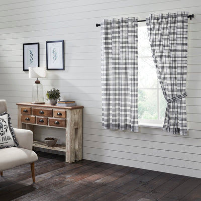 Sawyer Mill Black Plaid Short Panel Curtain Set of 2 63x36 VHC Brands