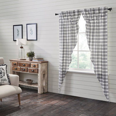 Sawyer Mill Black Plaid Prairie Long Panel Curtain Set of 2 84x36x18 VHC Brands