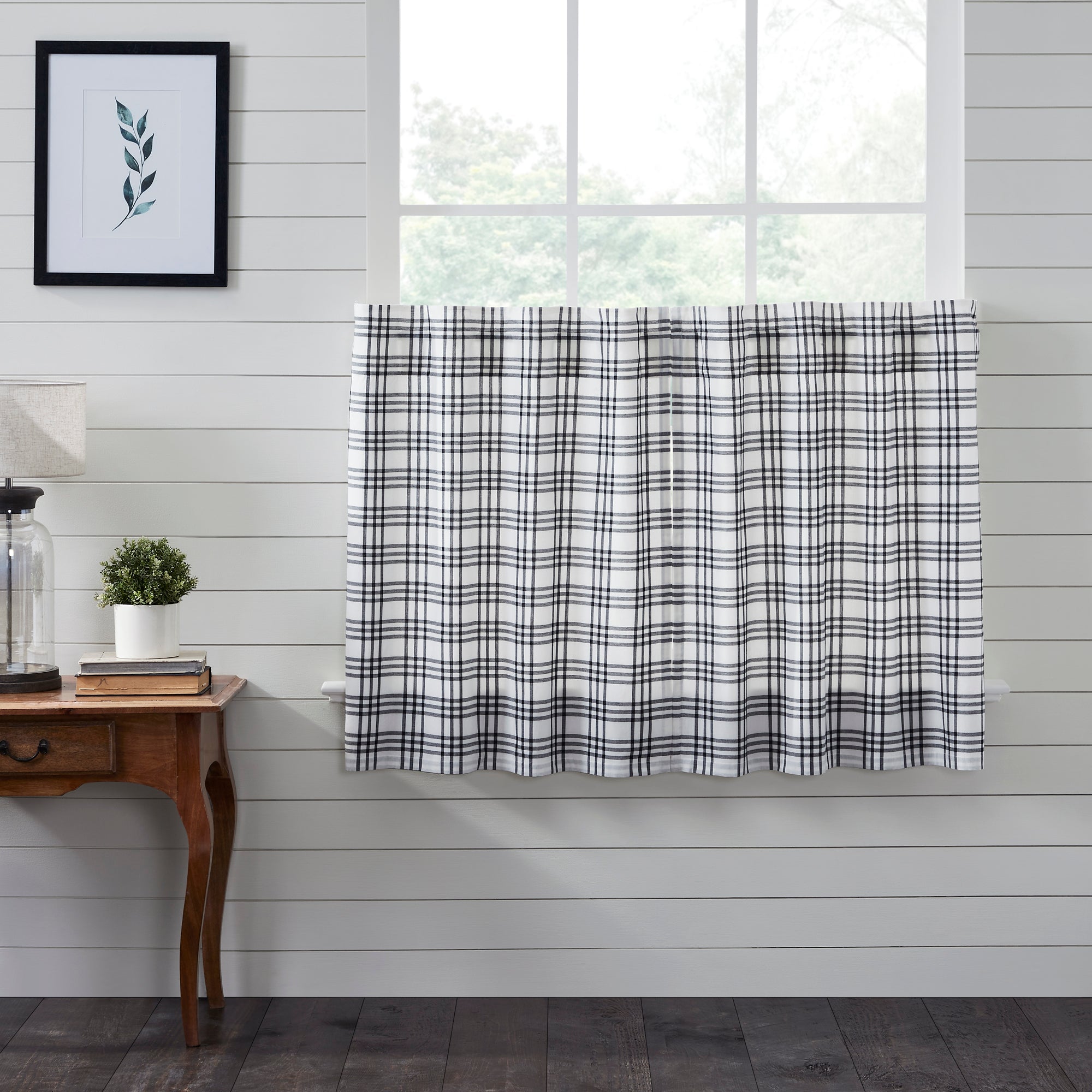 Sawyer Mill Black Plaid Tier Curtain Set of 2 L36xW36 VHC Brands