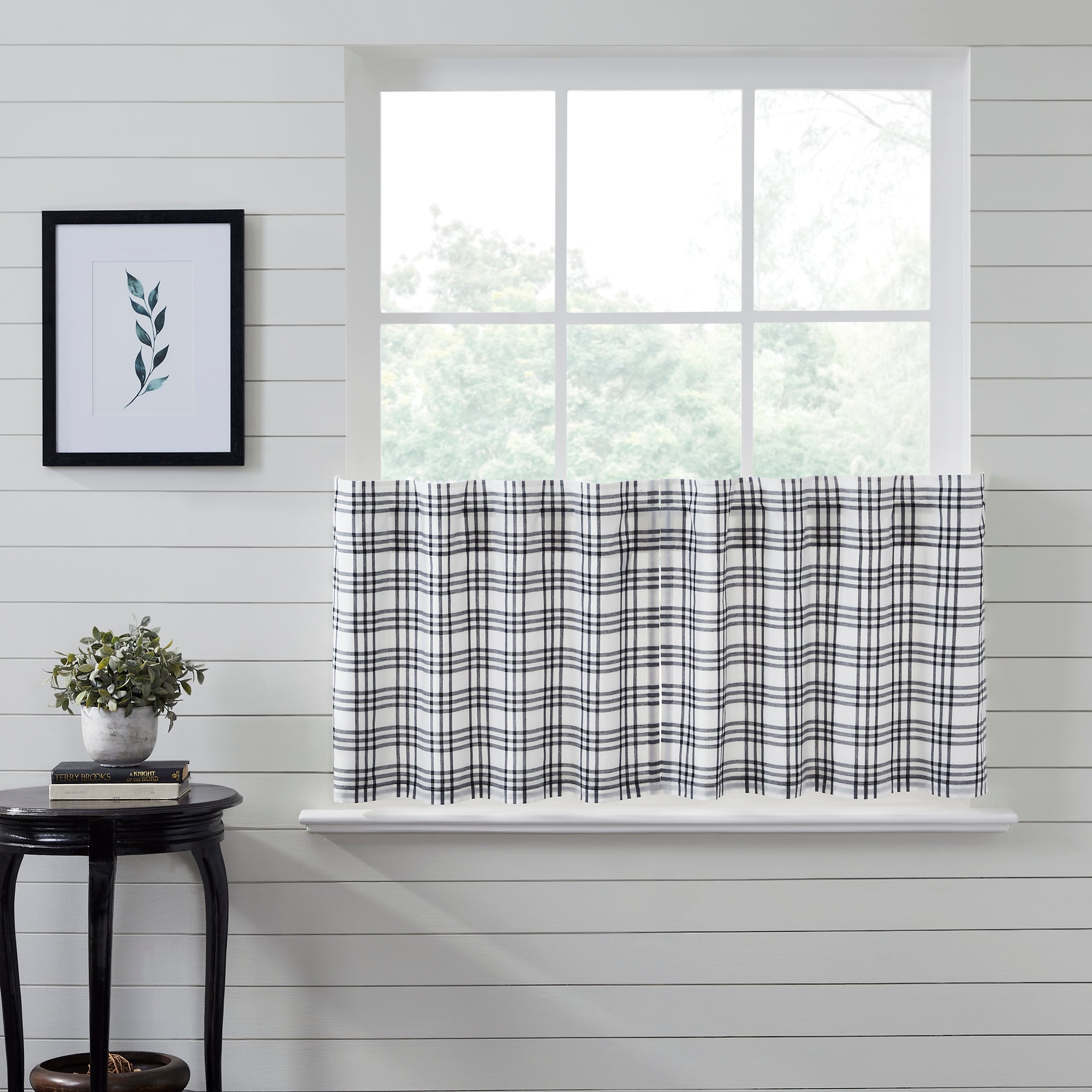 Sawyer Mill Black Plaid Tier Curtain Set of 2 L24xW36 VHC Brands