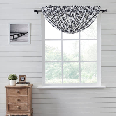 Sawyer Mill Black Plaid Balloon Valance Curtain 15x60 VHC Brands