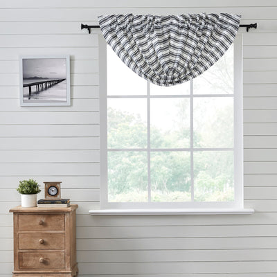 Sawyer Mill Black Ticking Stripe Balloon Valance Curtain 15x60 VHC Brands