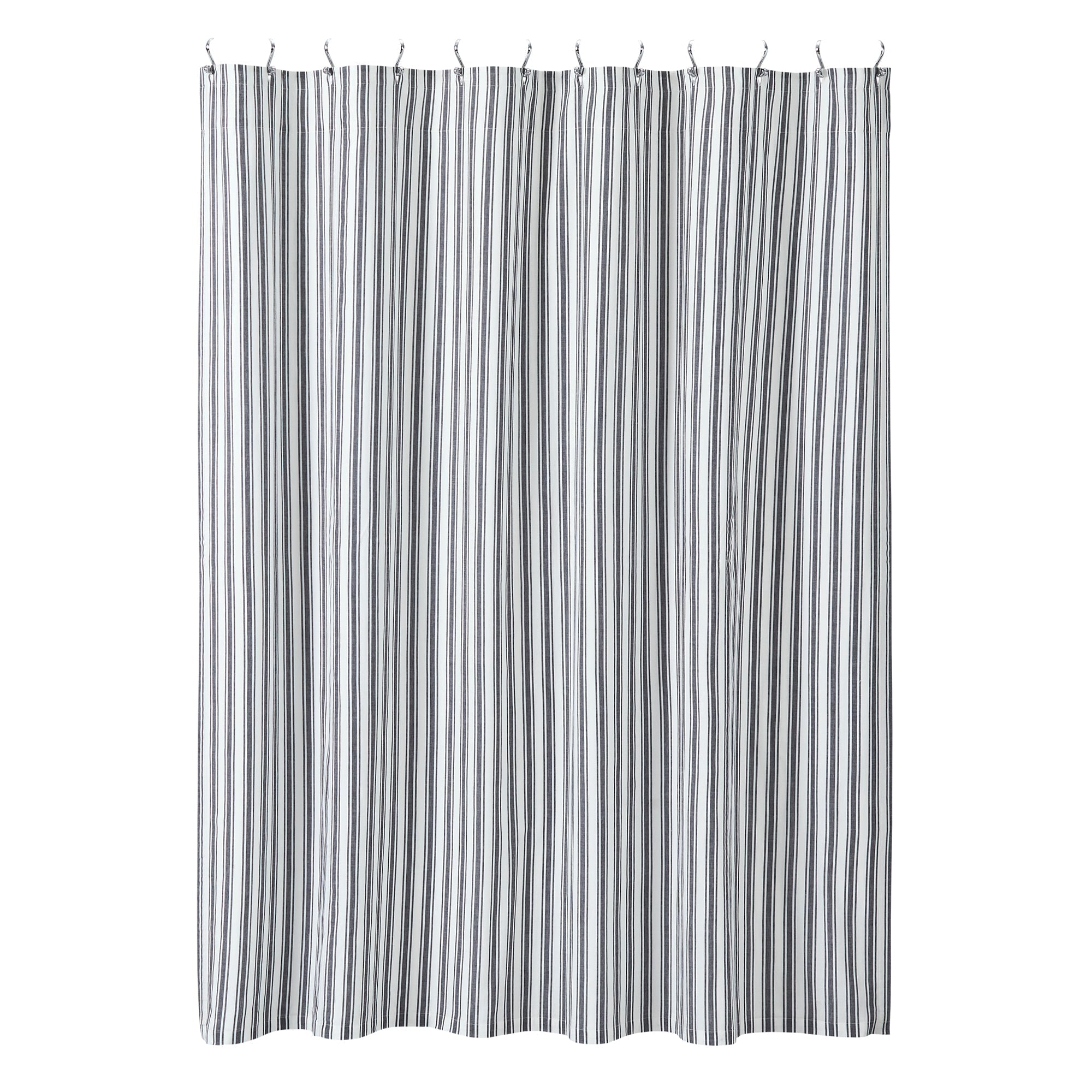 Sawyer Mill Black Ticking Stripe Shower Curtain 72x72 VHC Brands
