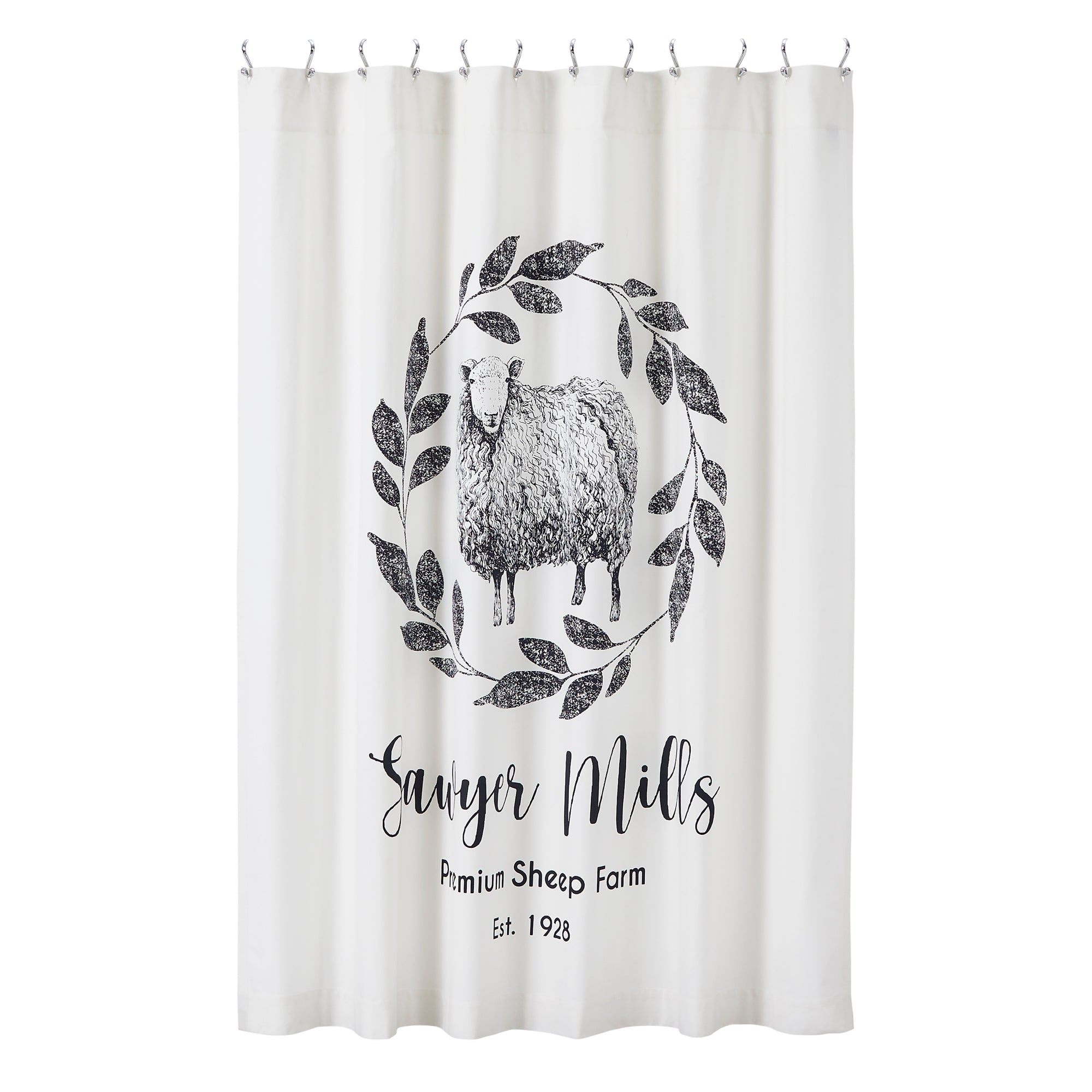 Sawyer Mill Black Sheep Shower Curtain 72x72 VHC Brands