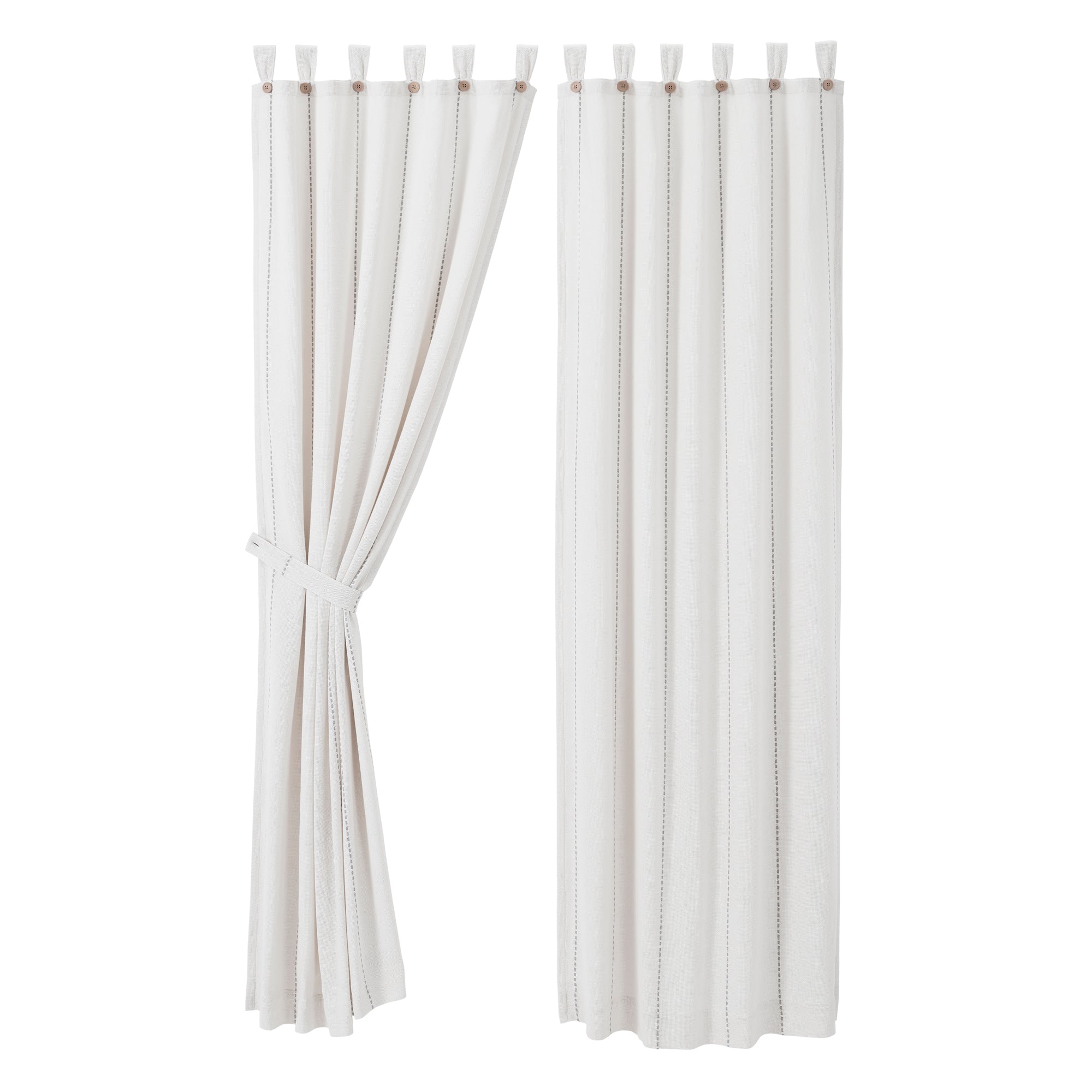Stitched Burlap White Panel Curtain Set of 2 84x40 VHC Brands